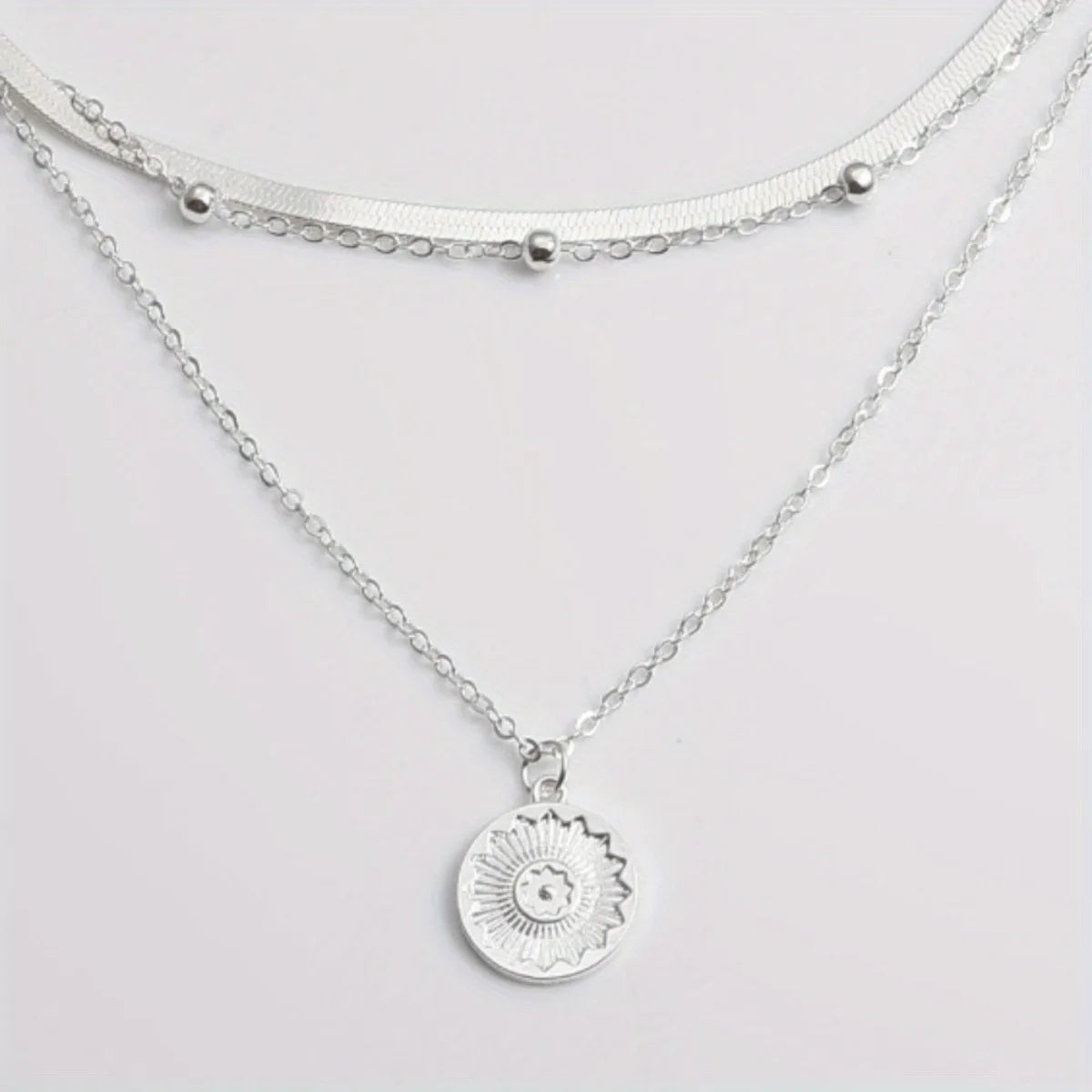 Luna Layered Silver Chain Necklace