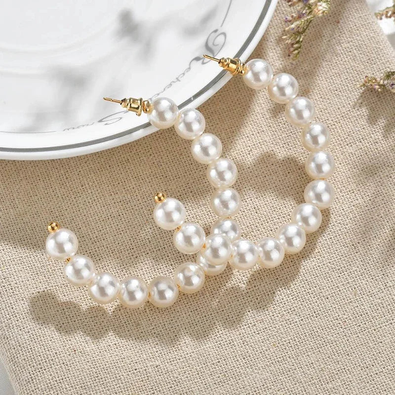 Royal Pearl Halo Hoops