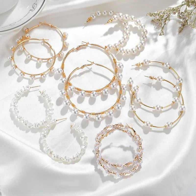Royal Pearl Halo Hoops