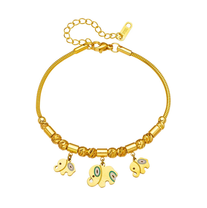 Elephant Trio Stainless Steel Bracelet