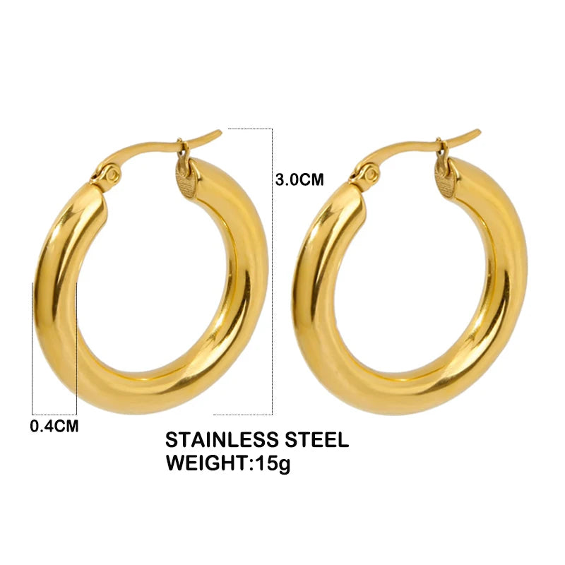 Timeless Glow Stainless Steel Round Hoop Earrings