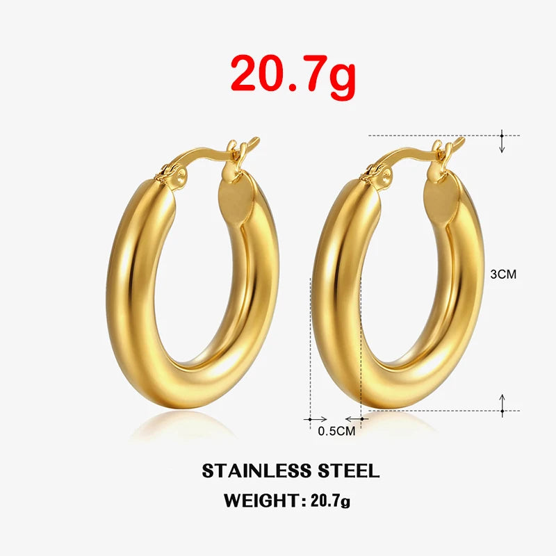 Timeless Glow Stainless Steel Round Hoop Earrings