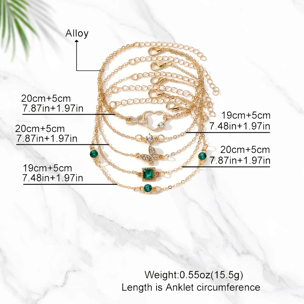 Vintage Sparkle 5-Piece Rhinestone Bracelet Set