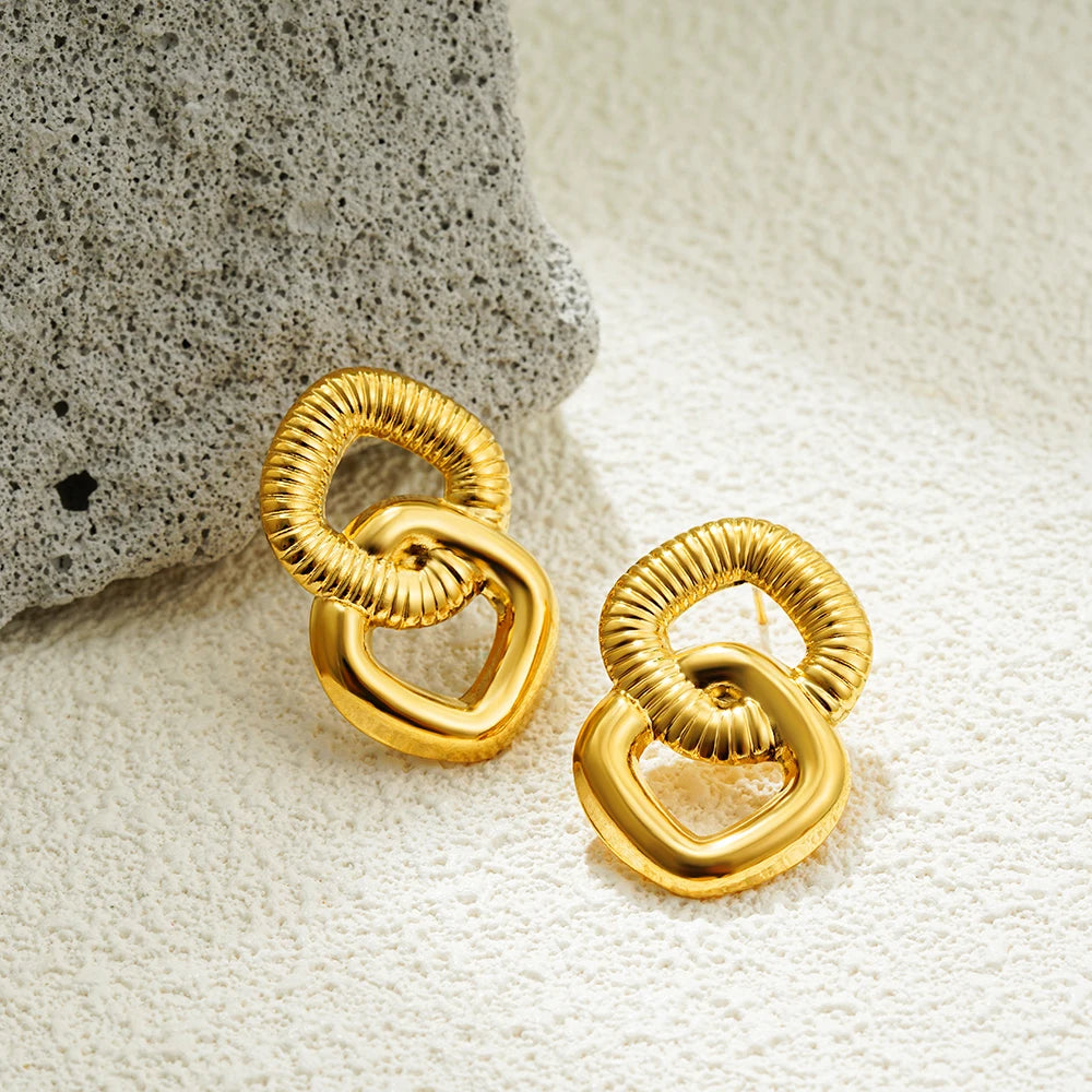 Golden Interlock Luxe Knot Earrings