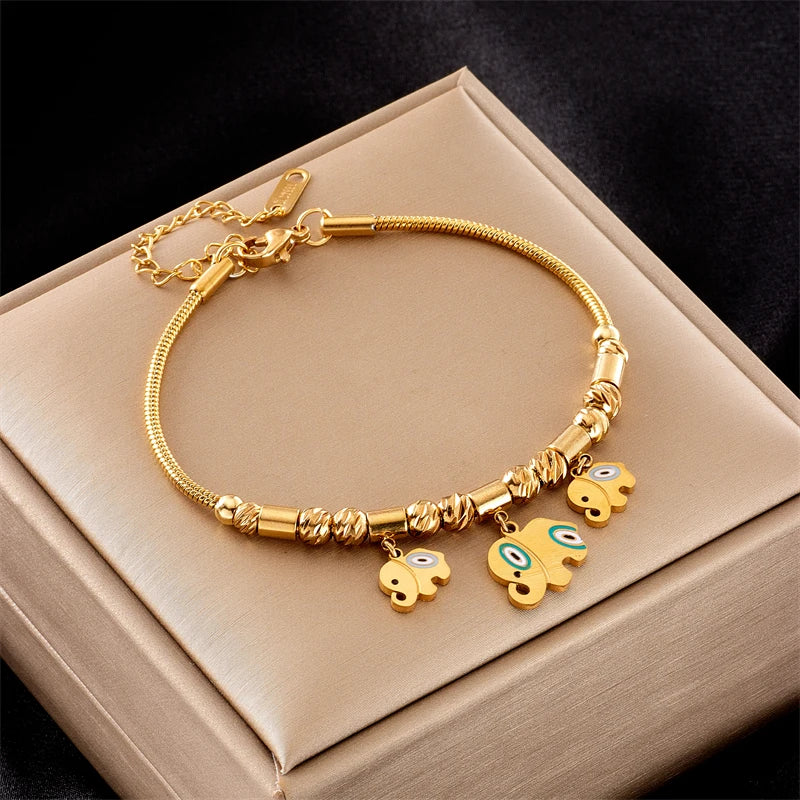 Elephant Trio Stainless Steel Bracelet