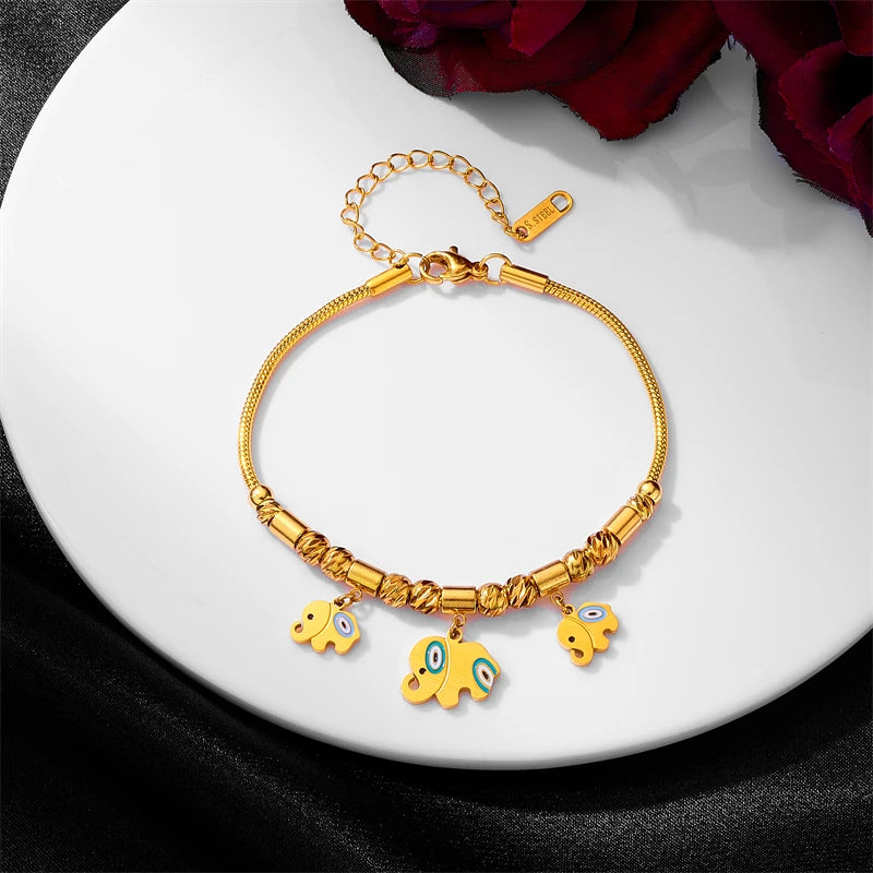 Elephant Trio Stainless Steel Bracelet