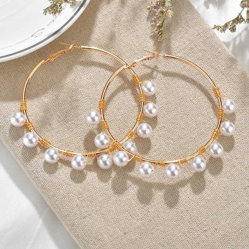 Royal Pearl Halo Hoops
