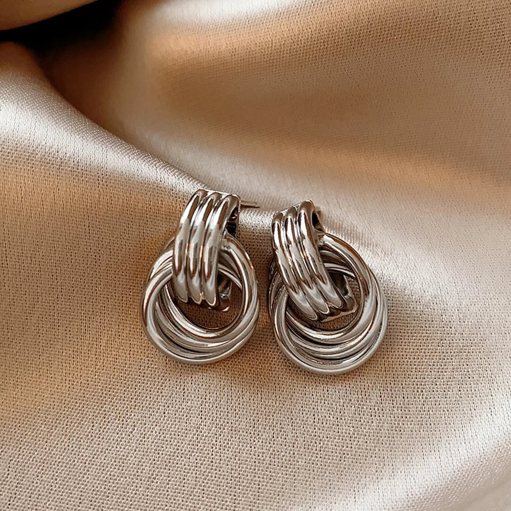 Golden Interlock Luxe Knot Earrings