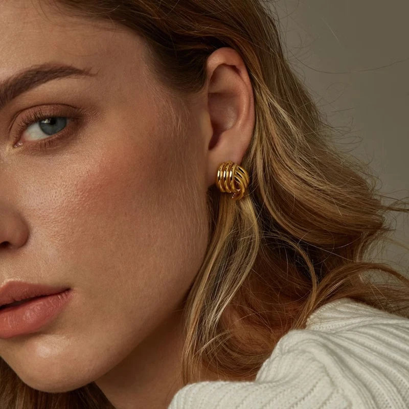 Golden Interlock Luxe Knot Earrings