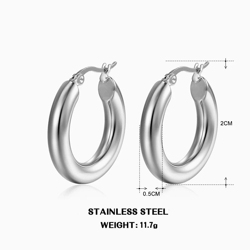 Timeless Glow Stainless Steel Round Hoop Earrings