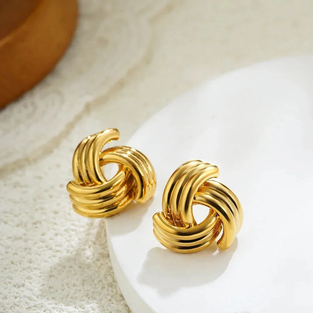 Golden Interlock Luxe Knot Earrings