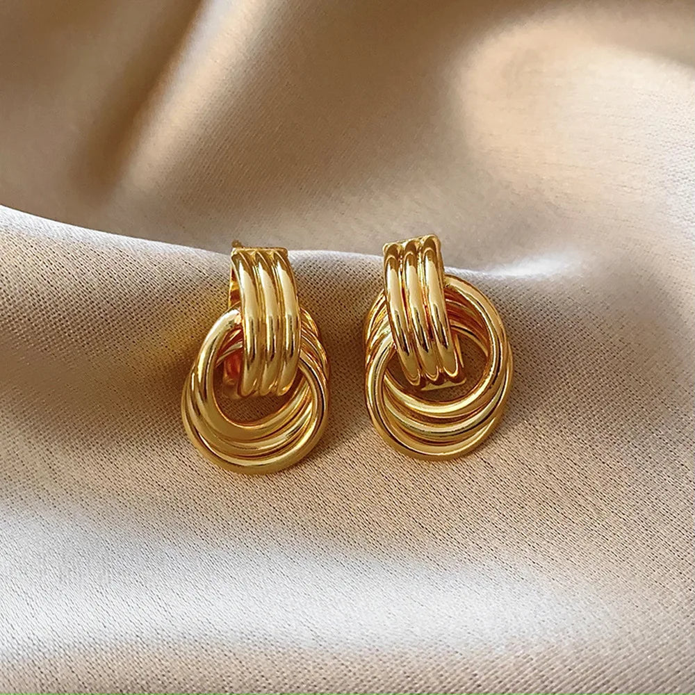 Golden Interlock Luxe Knot Earrings
