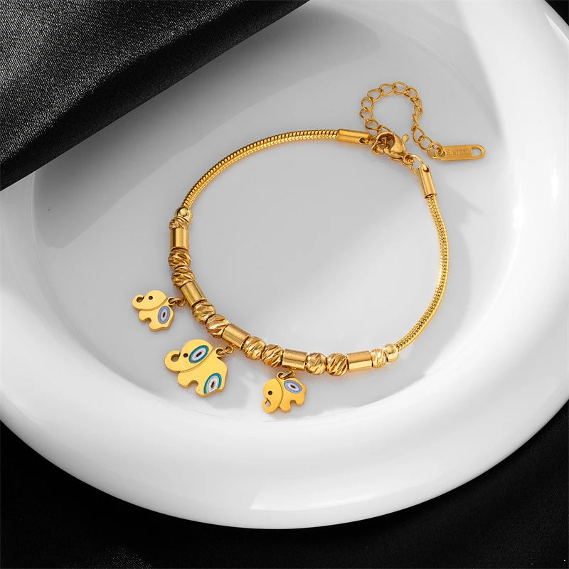 Elephant Trio Stainless Steel Bracelet