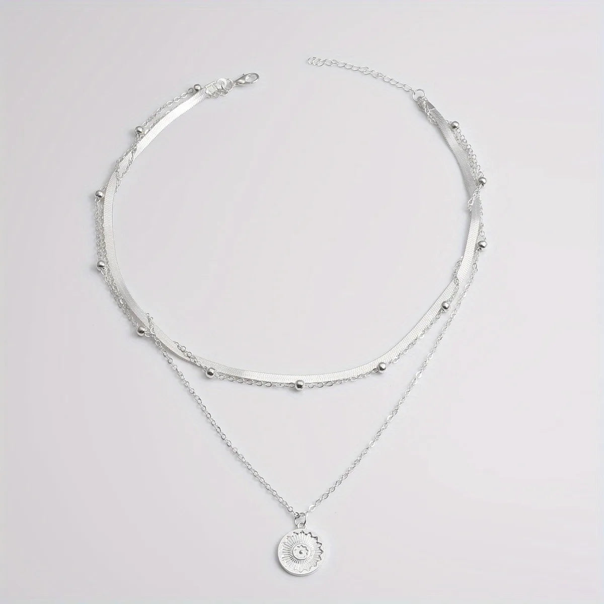 Luna Layered Silver Chain Necklace