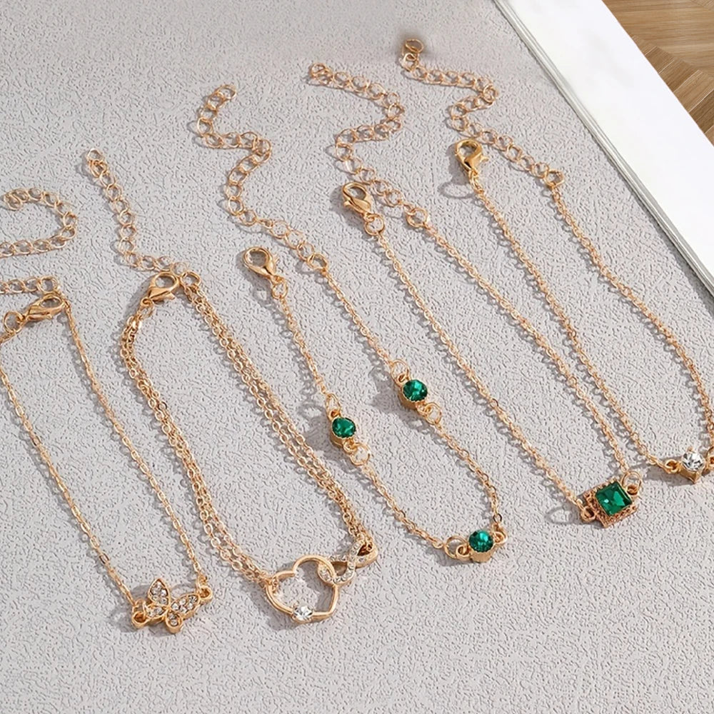 Vintage Sparkle 5-Piece Rhinestone Bracelet Set