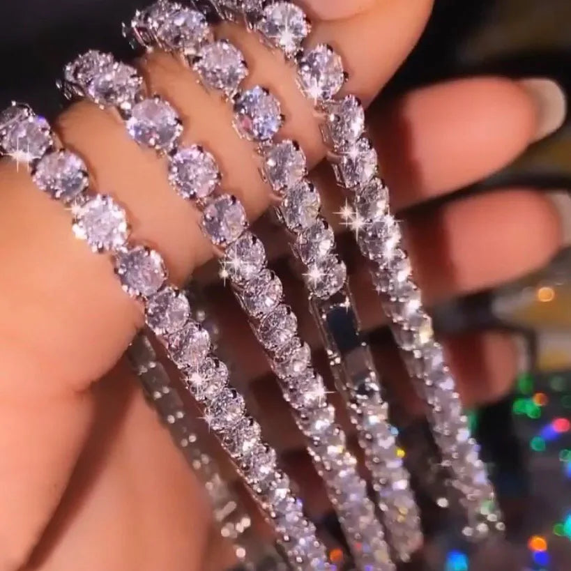 silver Crystal Hand Chain