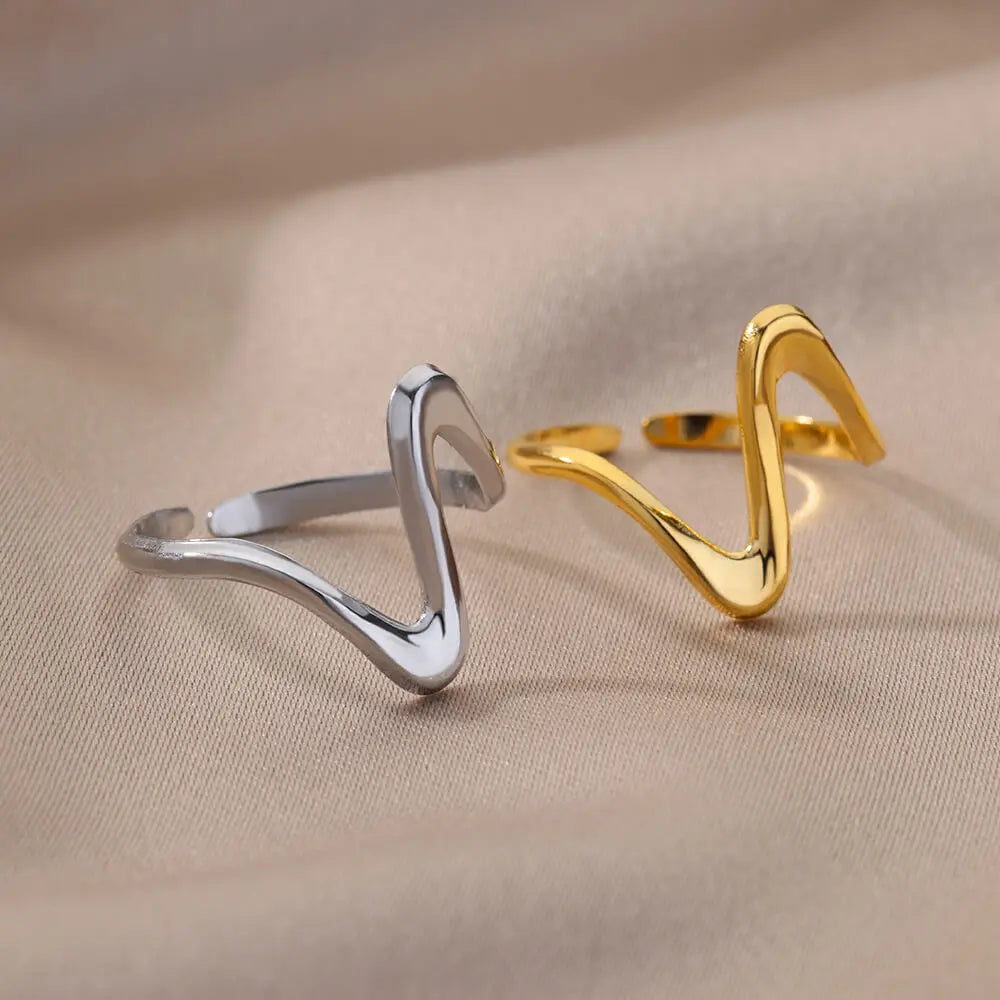 Vintage Geometric Wave Rings