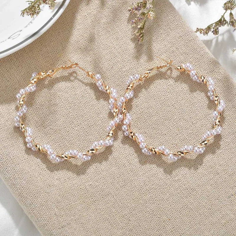 Royal Pearl Halo Hoops