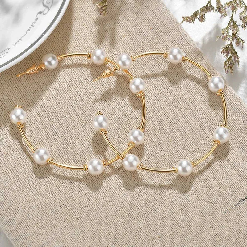 Royal Pearl Halo Hoops