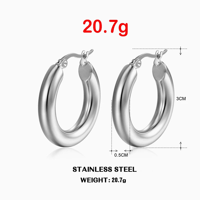 Timeless Glow Stainless Steel Round Hoop Earrings