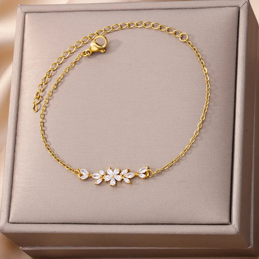 Floral Radiance Gold Bracelet