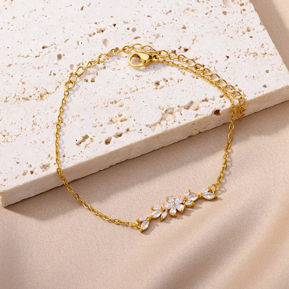 Floral Radiance Gold Bracelet