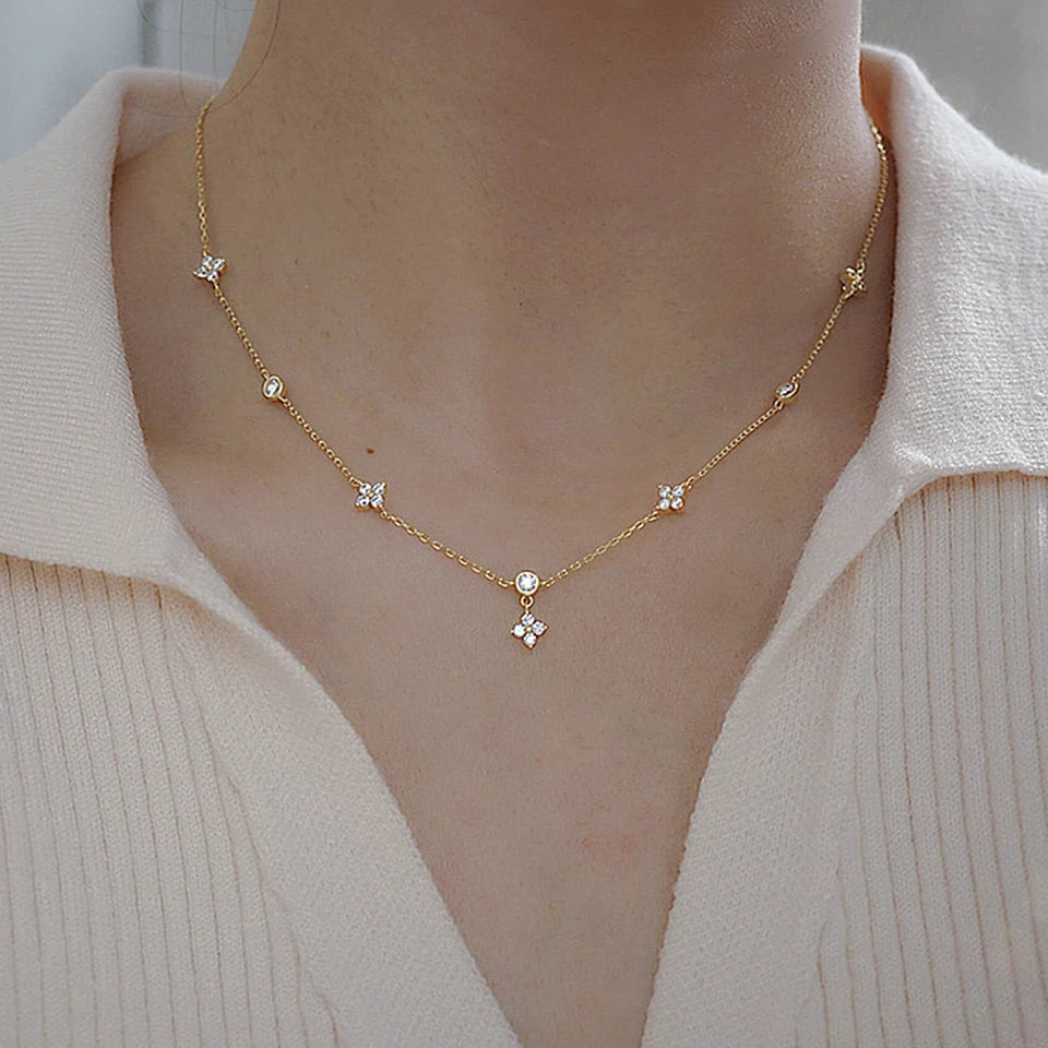 Lucky Bloom Zircon Necklace
