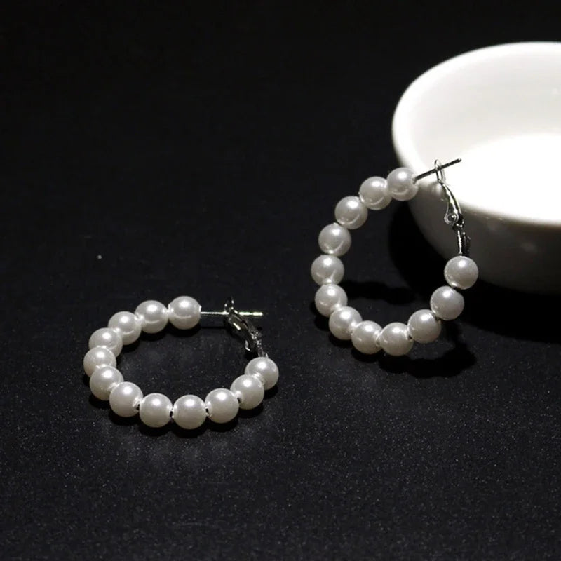 Royal Pearl Halo Hoops