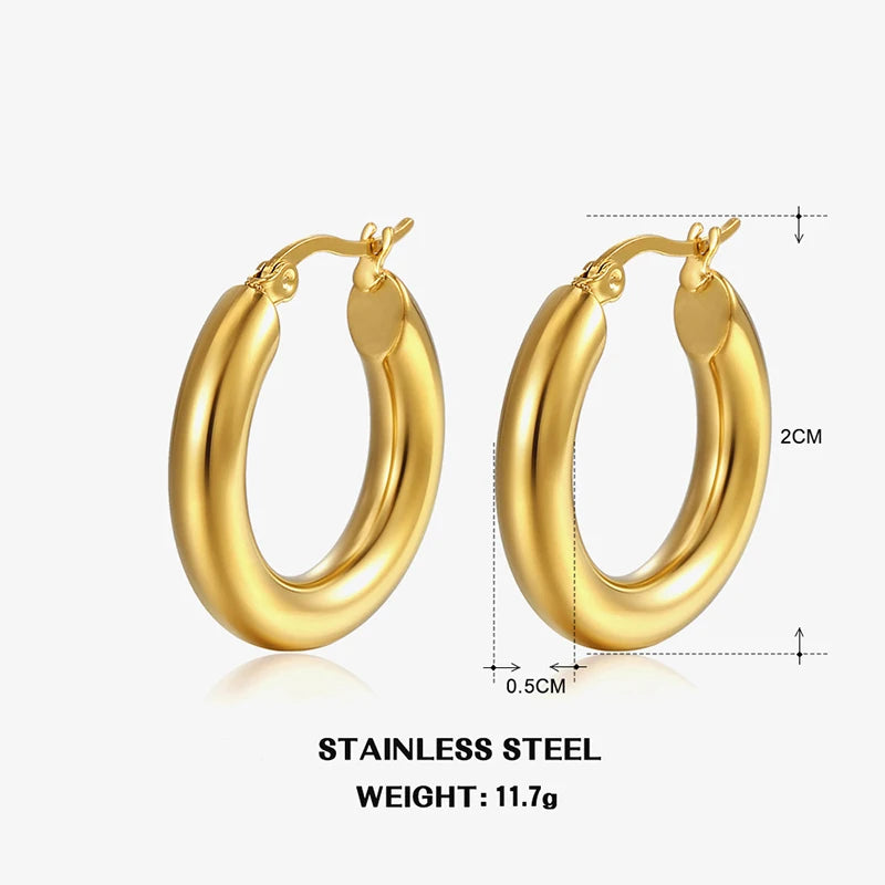 Timeless Glow Stainless Steel Round Hoop Earrings
