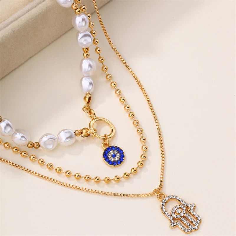 Turkish Evil Eye & Pearl Choker