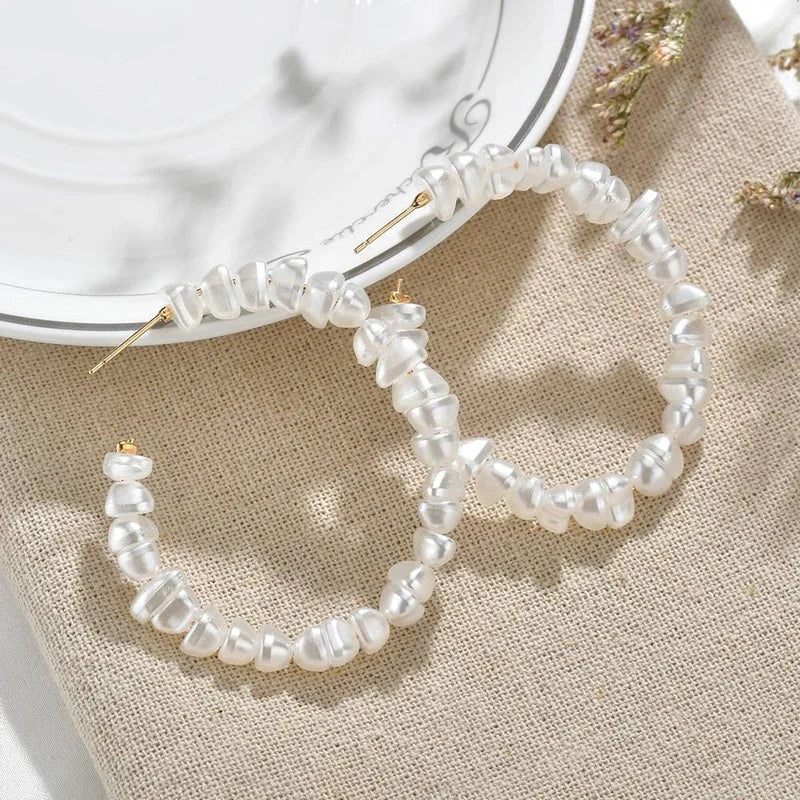 Royal Pearl Halo Hoops
