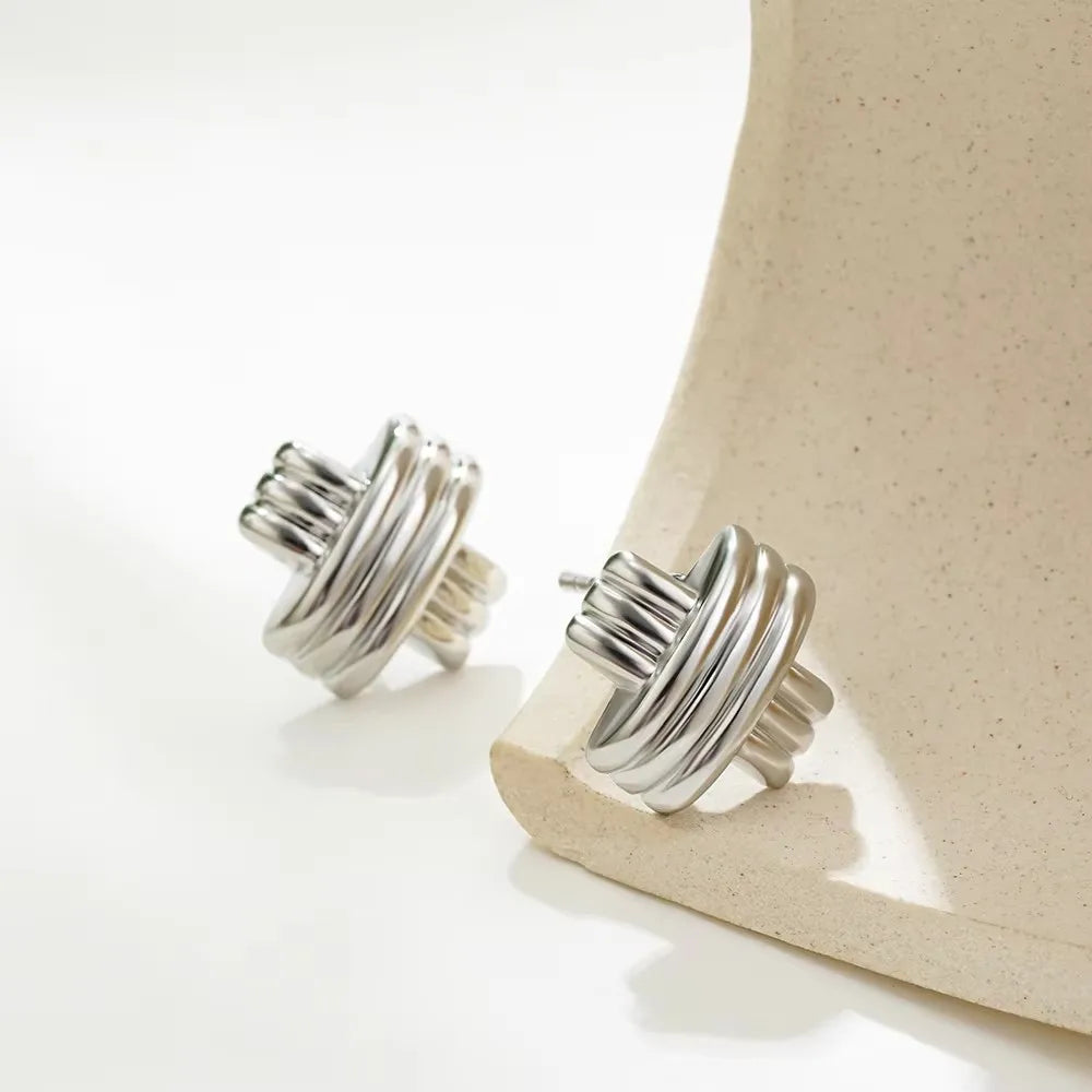 Golden Interlock Luxe Knot Earrings